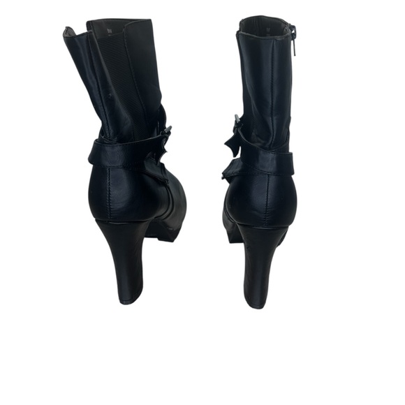 Lane Bryant Black High Heel Ankle Boots with buckle strap size 9 - Picture 5 of 9